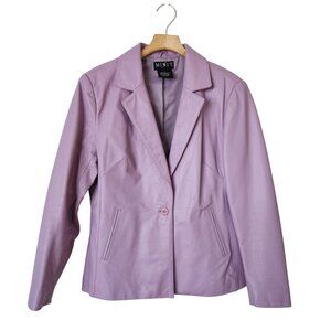 Mixit Genuine Leather Lavender Purple Blazer Jacket Office Spring Easter Pretty